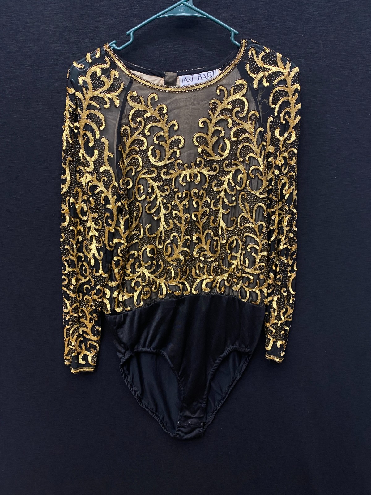 A J Bari Vintage GOLD 100% SILK Bodysuit SIZE 10 RN50438 B29