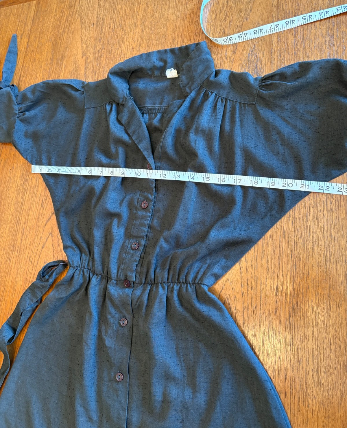 Vintage 70s Black A Line Dress Sheer Button Down Sz 2/4 S Gothic Western Prarie