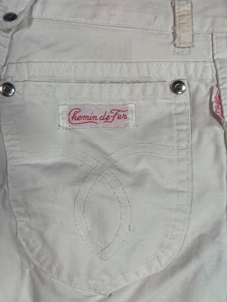VTG 70s Chemin De Fer 70s White Jeans Straight Leg Disco Rockstar Pinch Waist