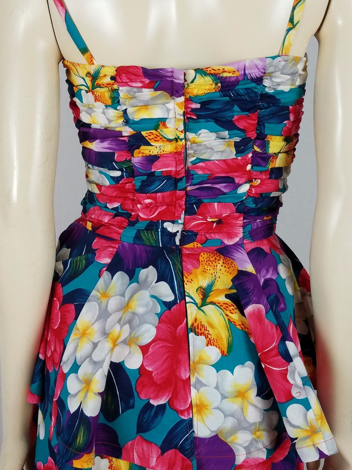 BRENNER Vintage Peplum Floral Bright Colored Multi-colored dress size 7/8
