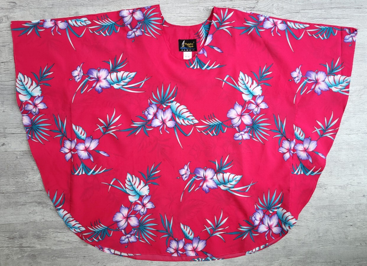 Vintage PARADISE Style HAWAII Pink Floral Kaftan Tunic Hawaiian Mini Dress – OS