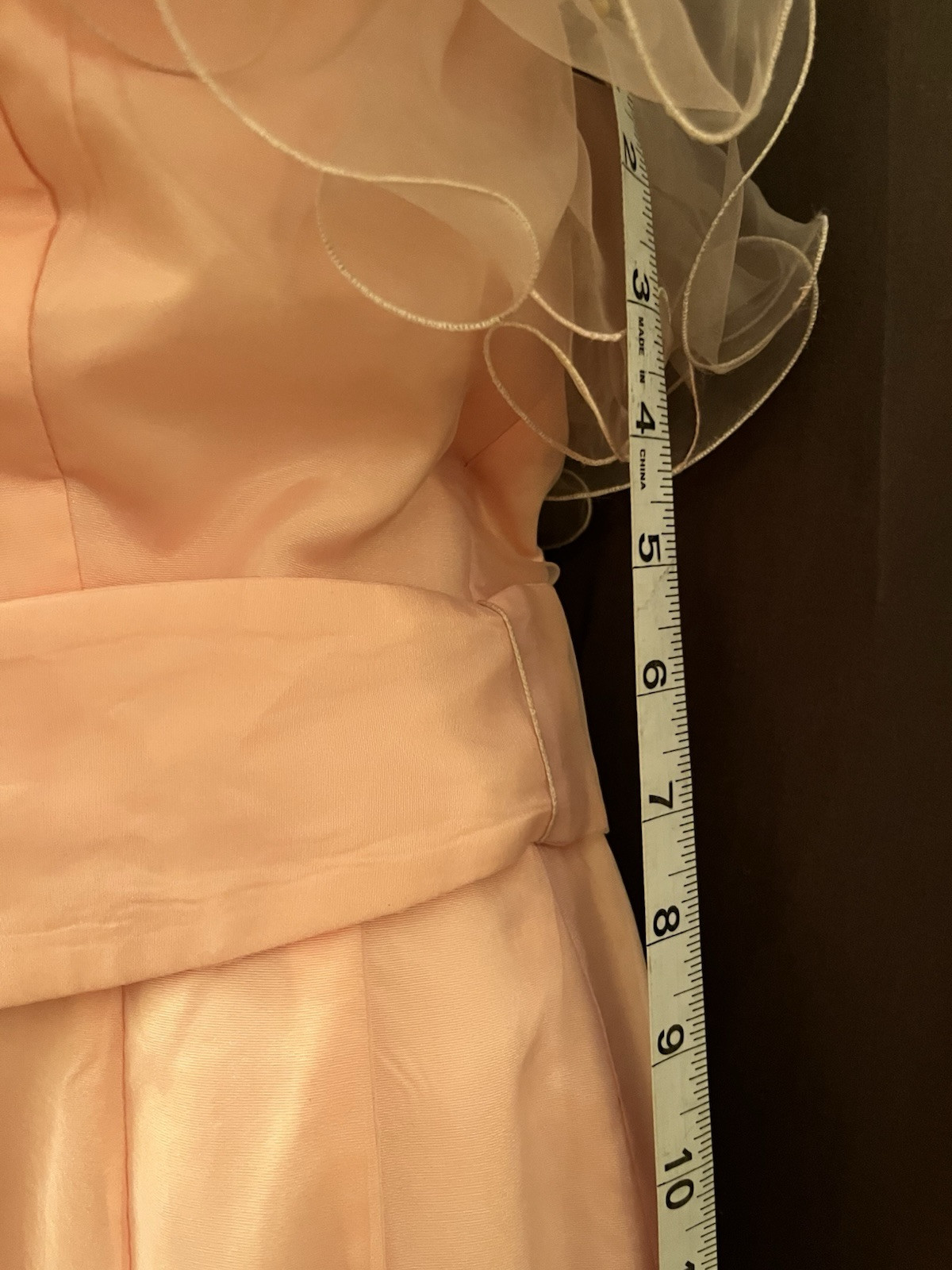 VTG Princess Baby Pink Gauzy Organza Bustle Ruffle Edwardian Formal Prom Dress S