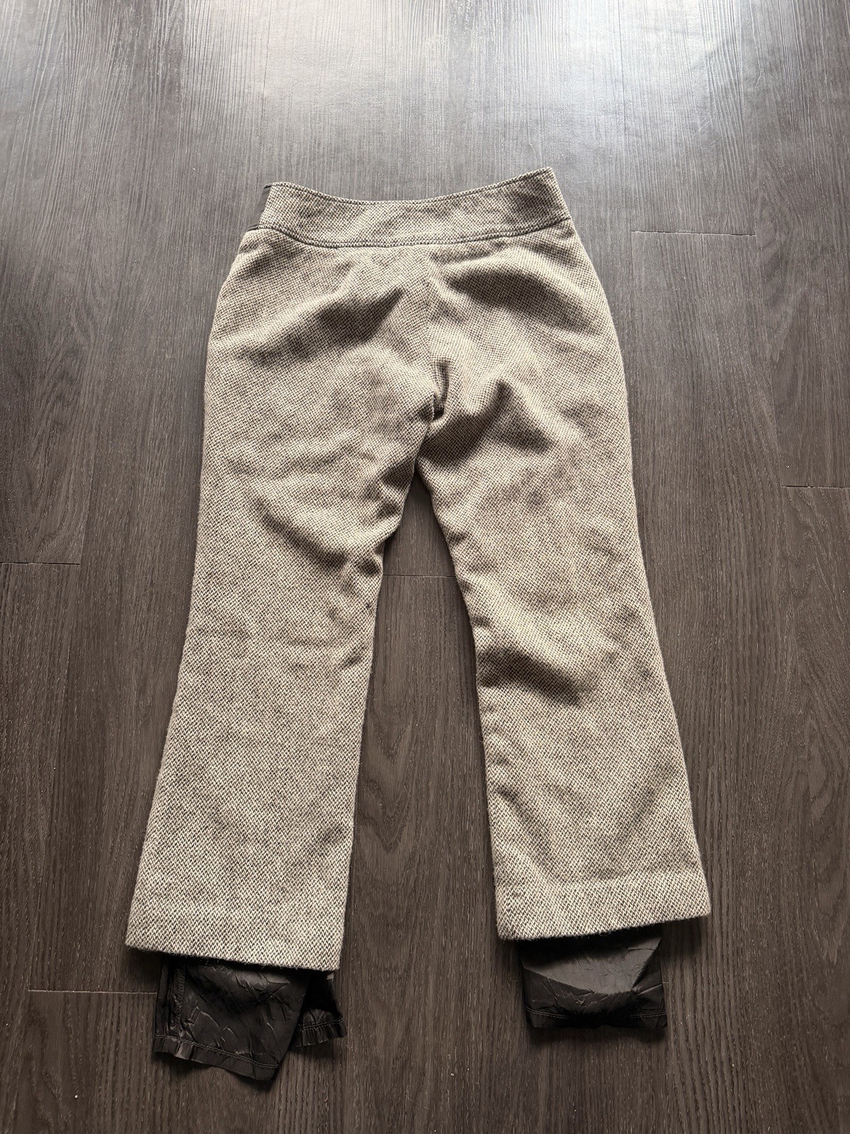Vintage Willi Smith Made in Italy 100% Wool Leather Trim Tweed Pants 4