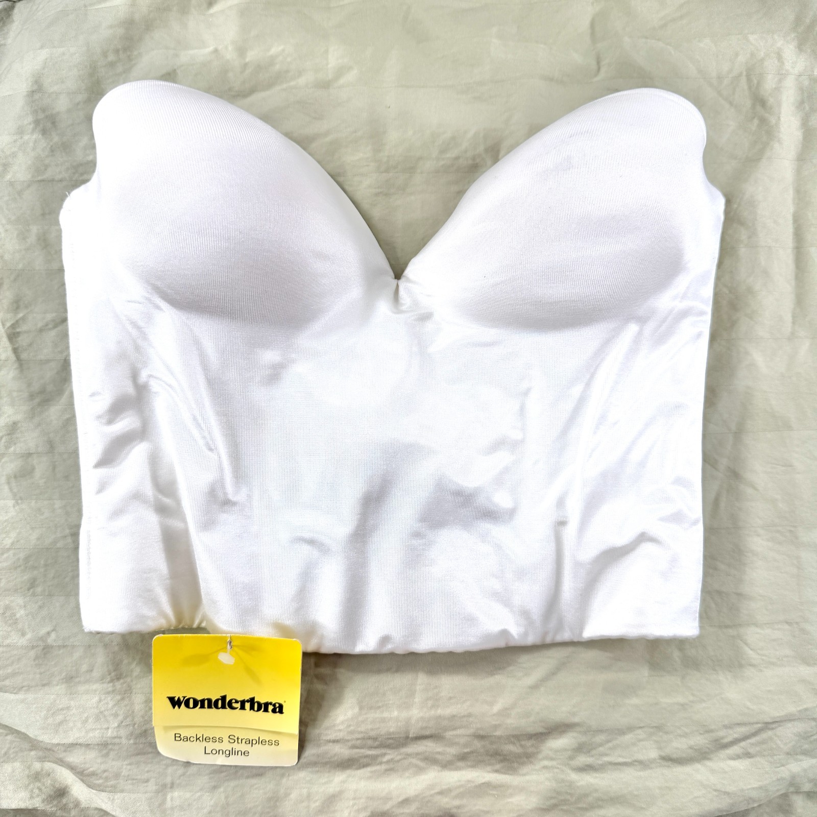 Wonderbra Size 34D White Longline Strapless Backless Boned Bustier NWT