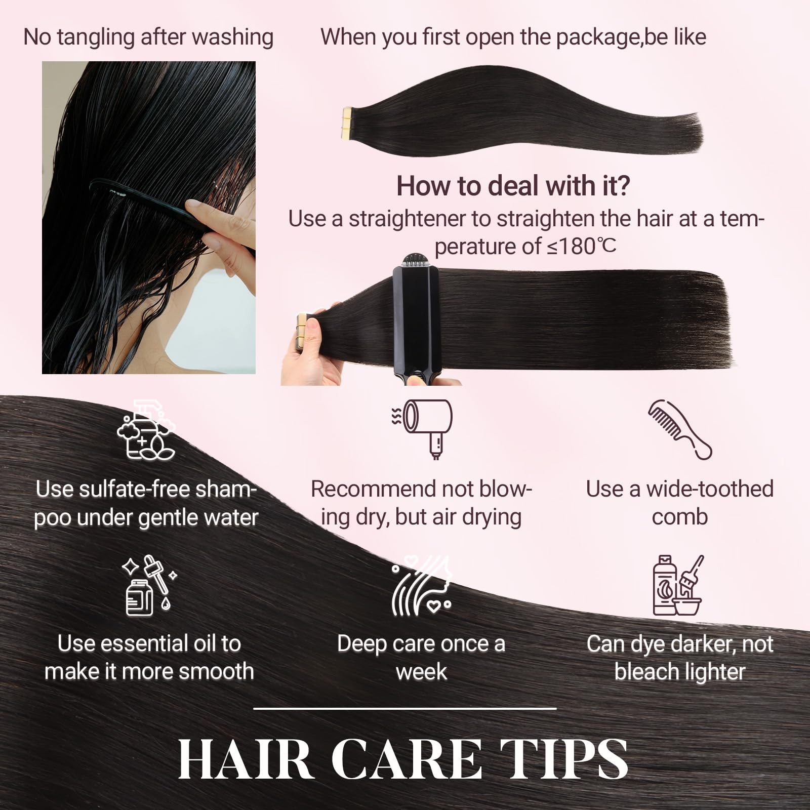 MAXITA 22″ Jet Black Remy Human Tape-in Hair Extensions 30g 10pcs