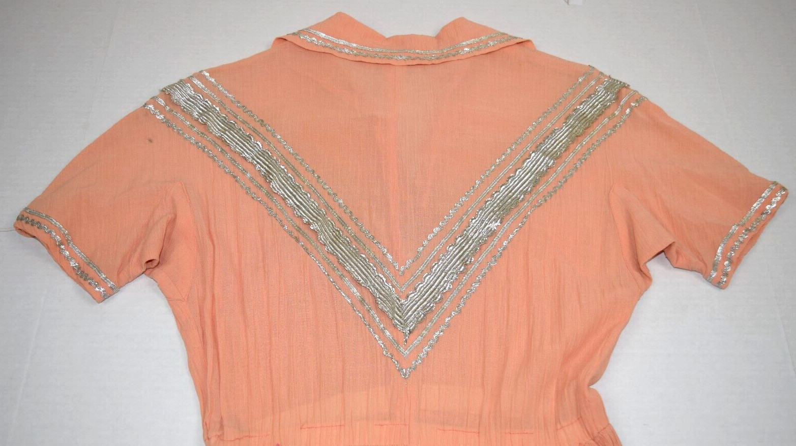 Vintage Patio Fiesta Dress Size S/M 50s Western Dandees Apricot Silver Detail