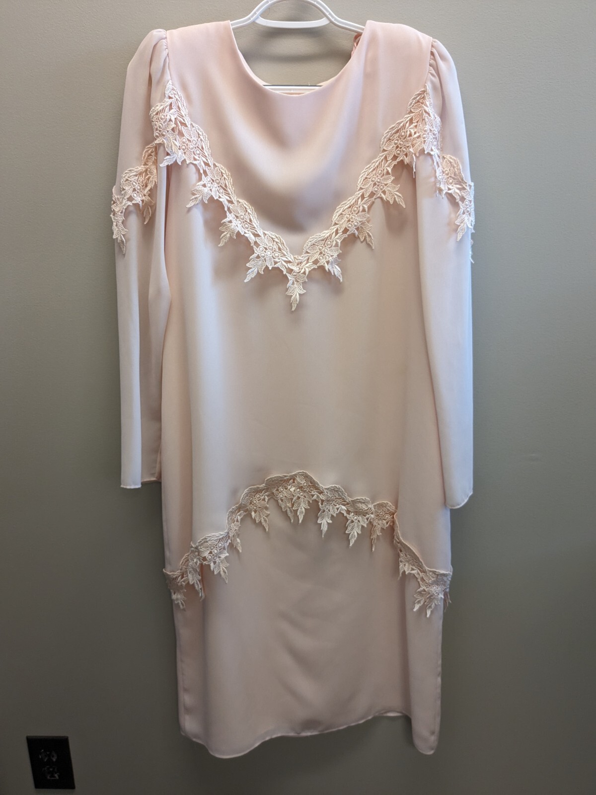 After Dark Vintage Dress Size 11-12 Peach Long Sleeve Mother of the Bride Groom