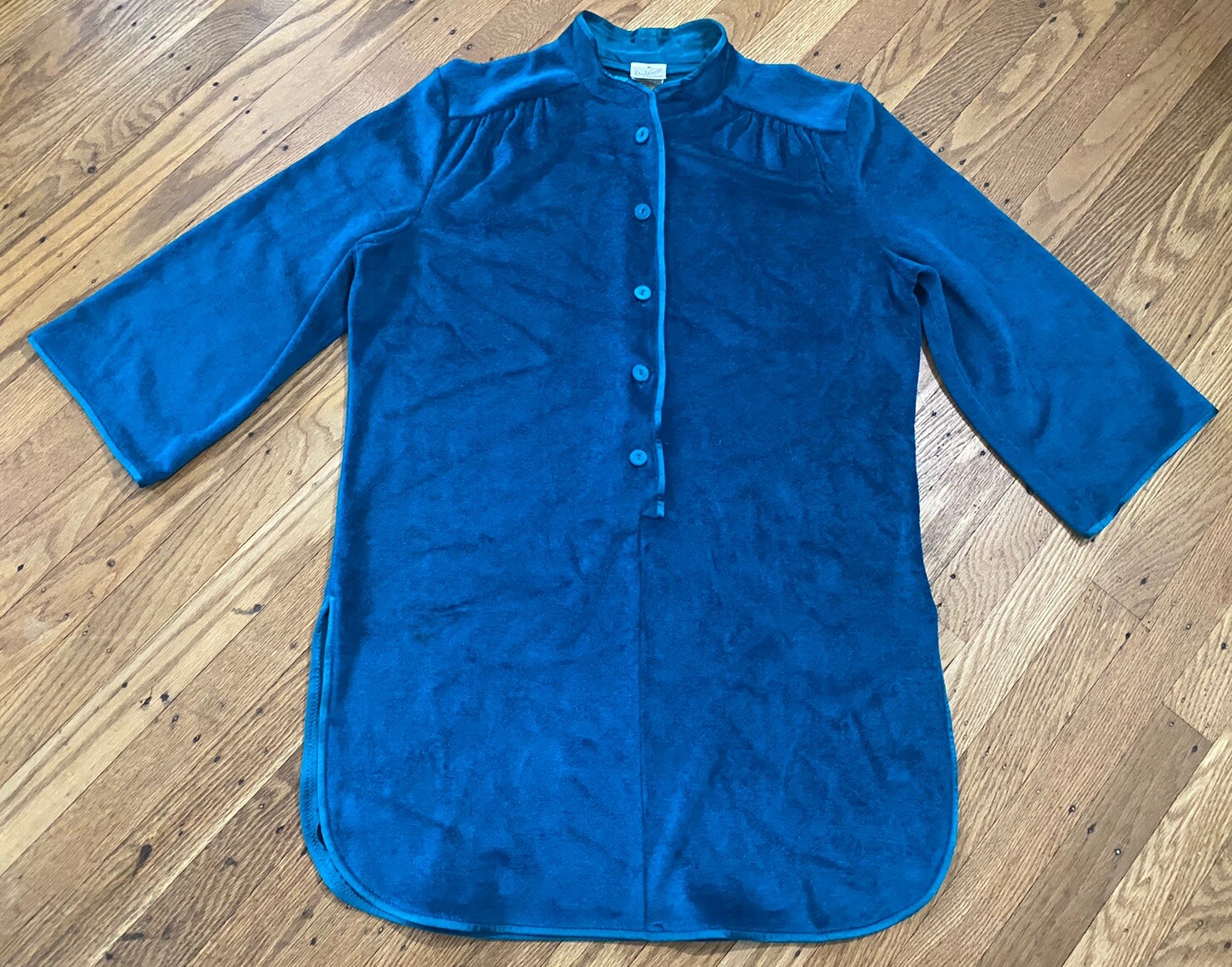 60s/70s De Weese TERRY Cloth Lounge/beach Cover Dress.medium.beautiful Teal
