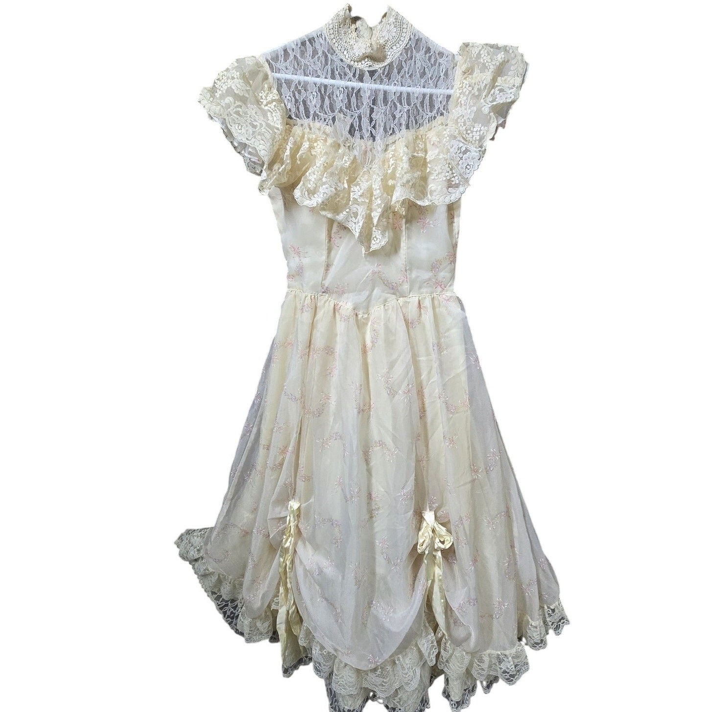 Gunne Sax Jessica McClintock Vintage 80s Lace Prairie Wedding Prom Dress 11