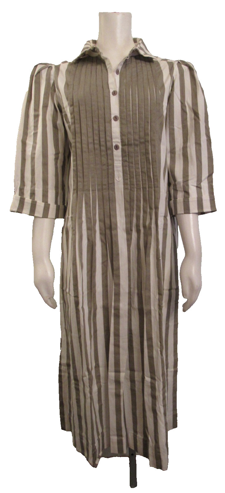 VTG Matti of Lynne striped cotton pintuck shirt dress 16