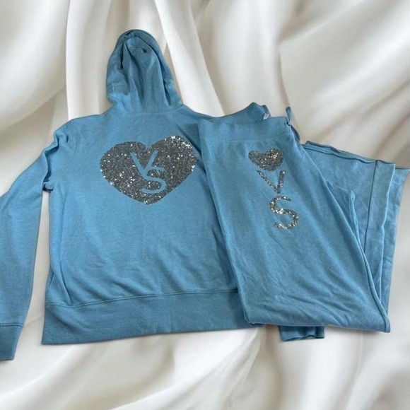 Victoria’s Secret blue silver rhinestone graphic tracksuit set y2k vintage