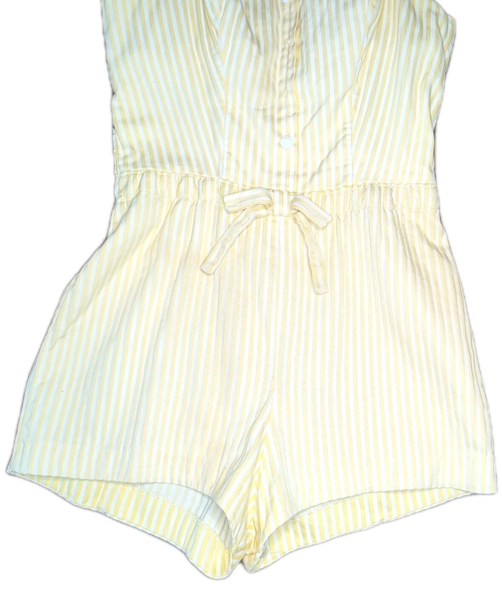 Vintage 1950s Playsuit Jumpsuit Yellow Striped By Rose Marie Reid Of California
