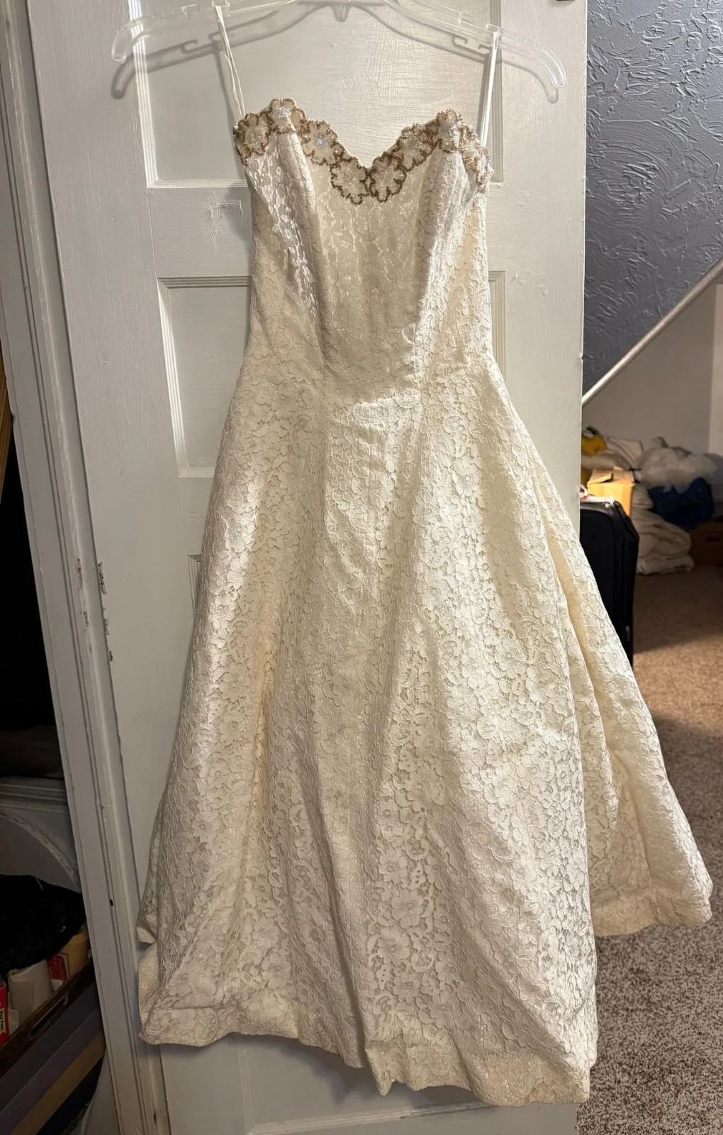 1950s Fred Perlburg Dance Orginals Cream Colored Strapless Dress (Size 8-10)