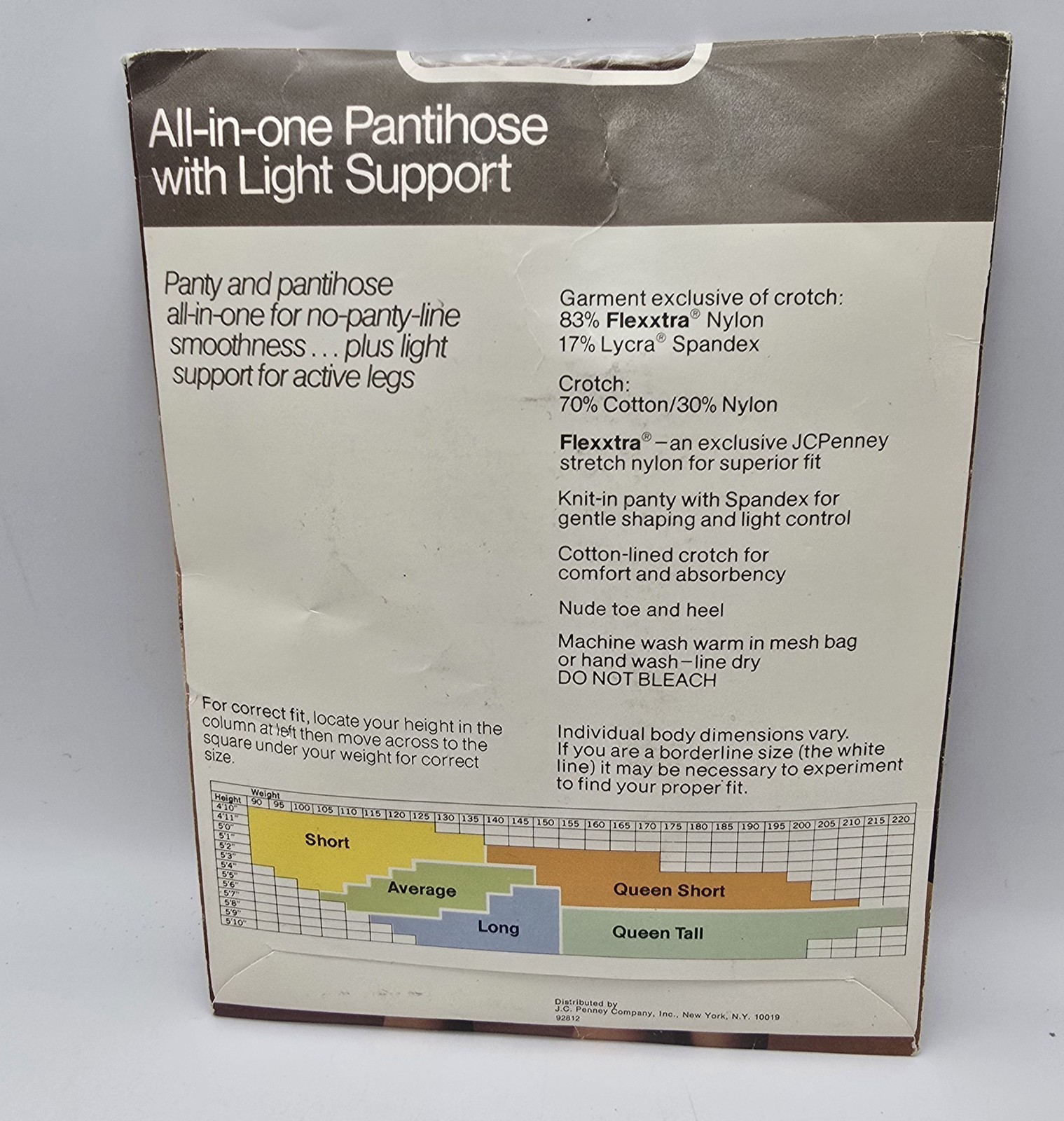 Vintage All-in-One Sandlefoot Pantyhose Queen Short Suntan/Nude