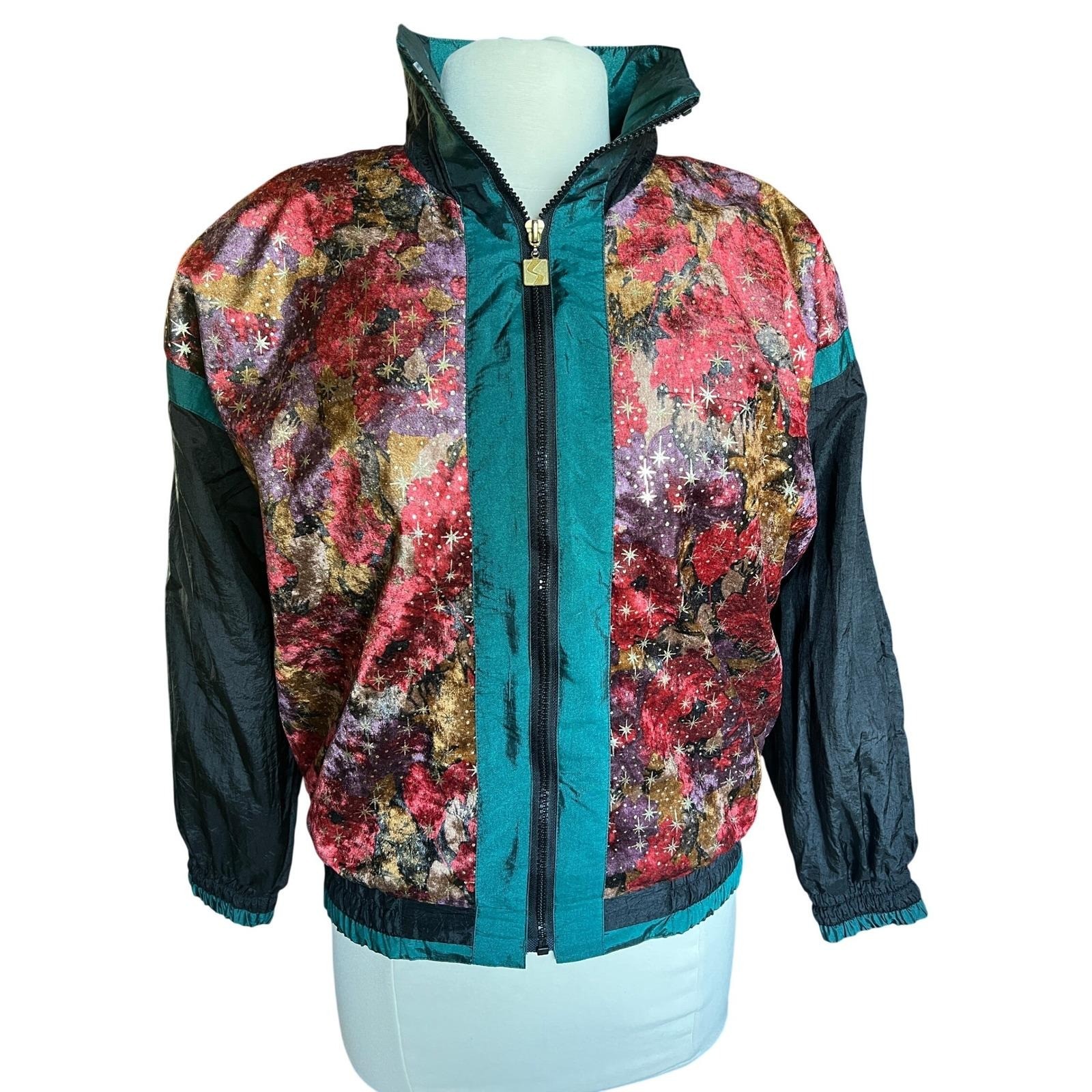 Vtg 80/90s Celestial Bomber Jacket Floral Star Hip Hop Indie Boho S