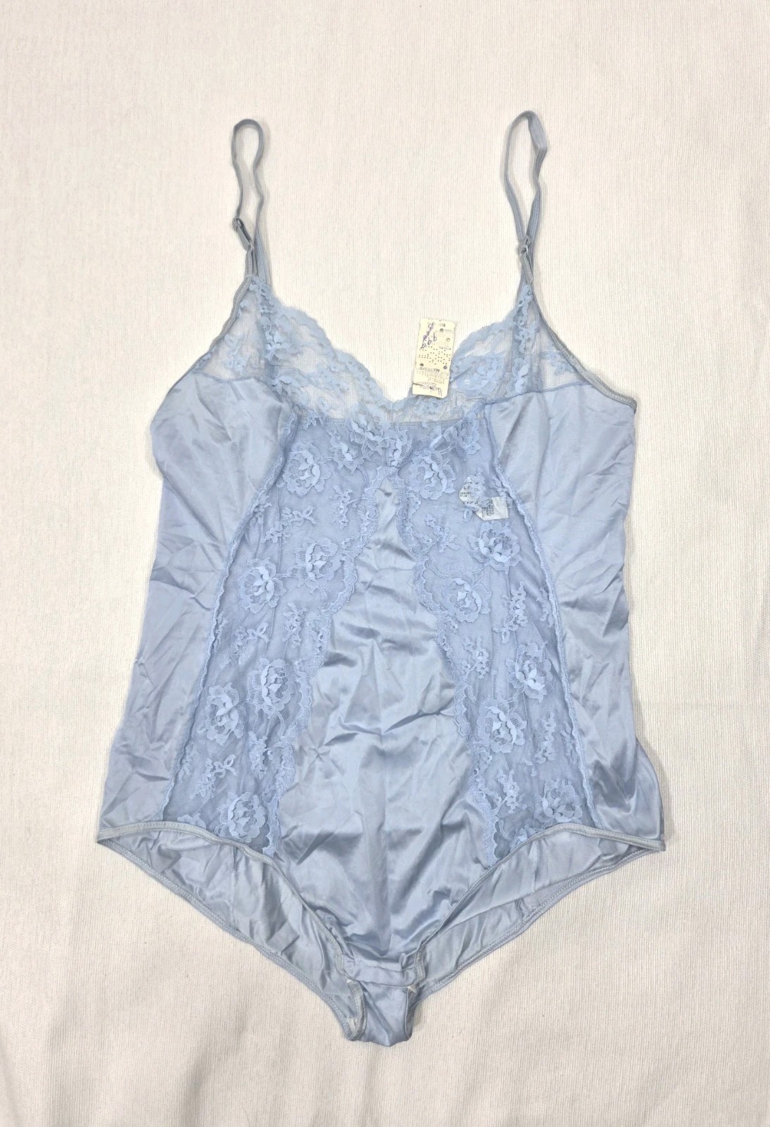 NWT Vtg Henson Kickernick Blue Nylon Lace All-In-One Teddy Large 1970s USA