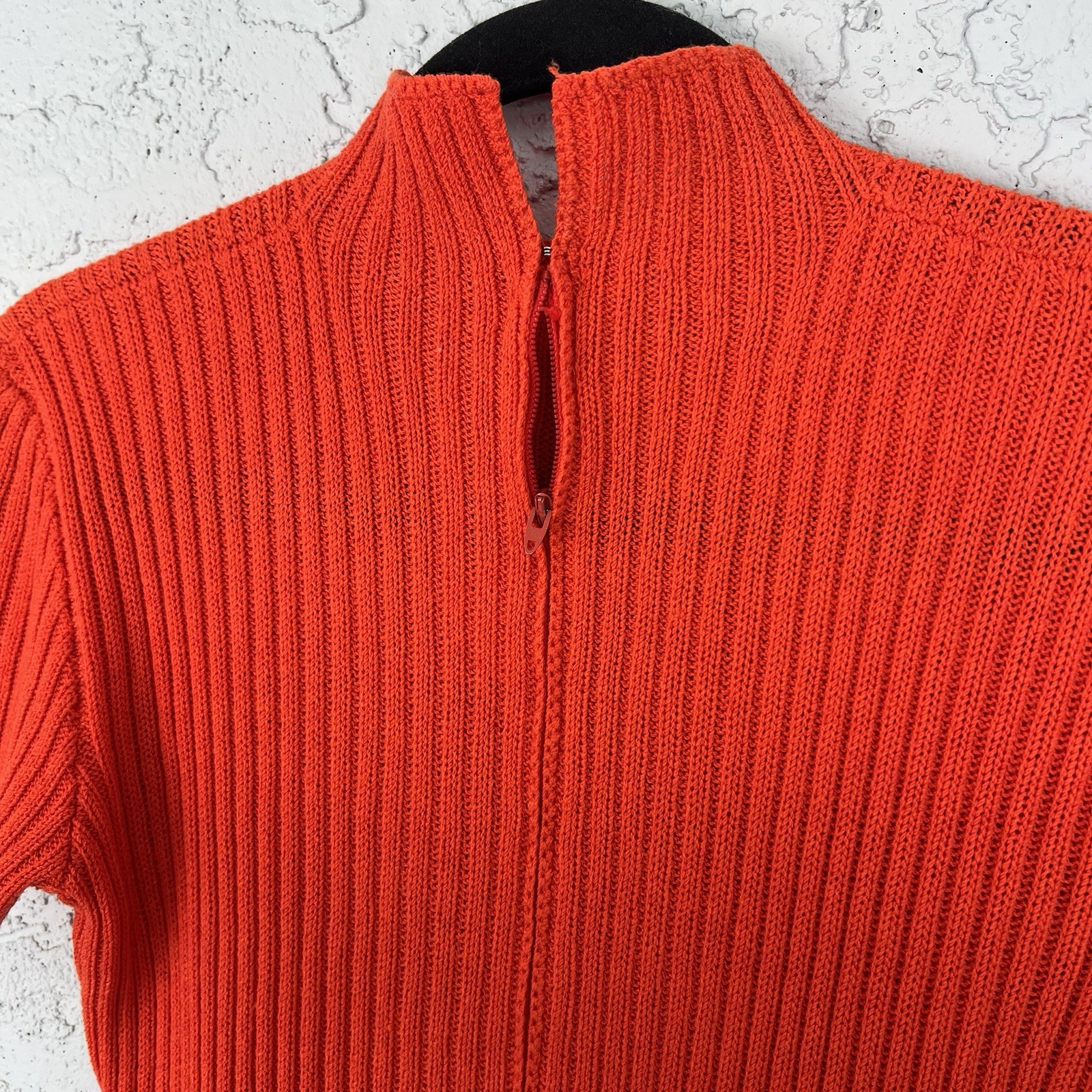 Vintage 1960s St. John Knit Dress Orange Mod A-Line Mock Neck Midi Dress Small