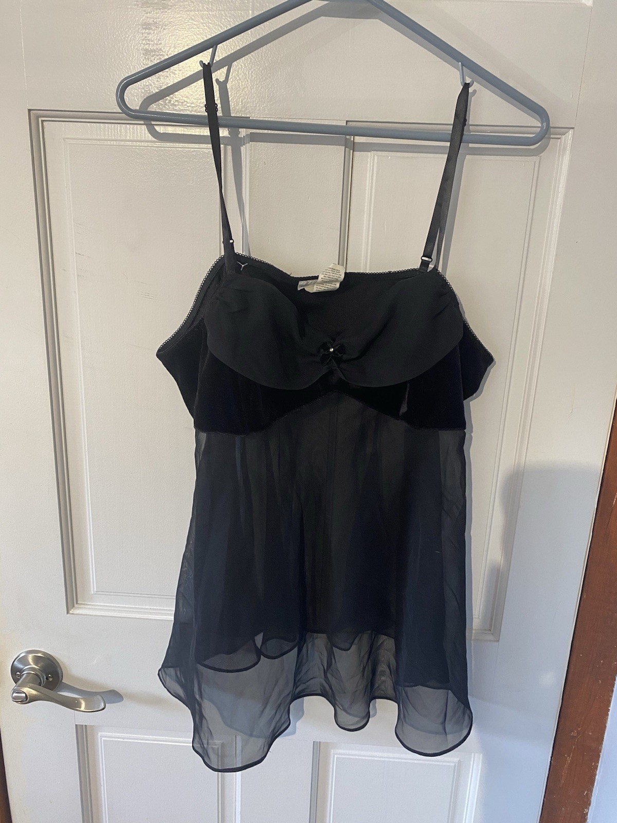 Je T’adore Black Sheer Vintage Slip Dress 100% Polyester Regular Size Large