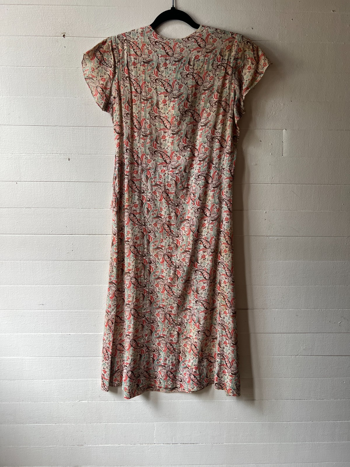 Vintage 1930s Floral Paisley Day Dress with Bow – 38x34x43 AR FL