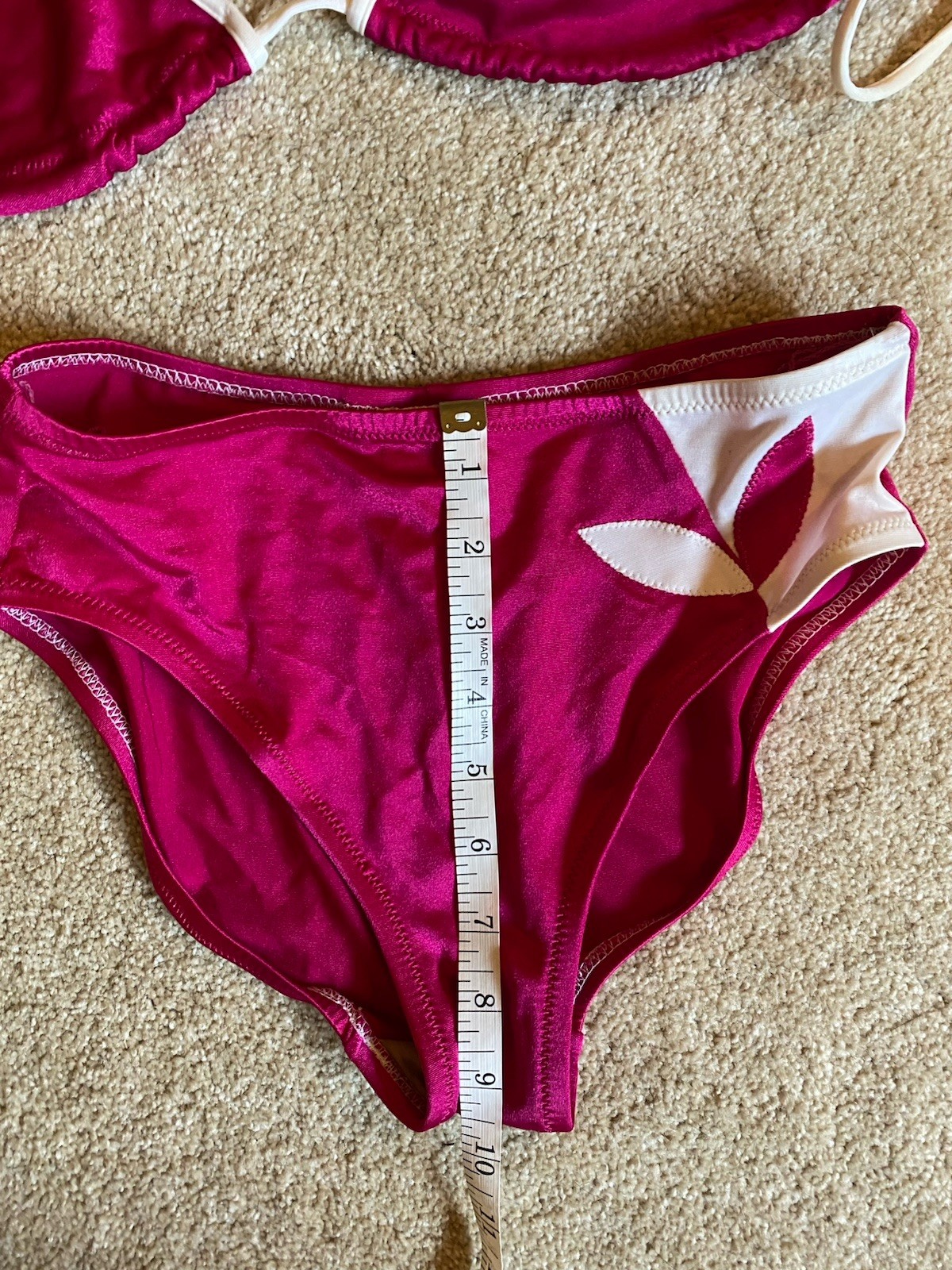 Vintage 50s 60s De Weese Designs Swimsuit Bikini 8 Fucsia White Shimmer 2-pc