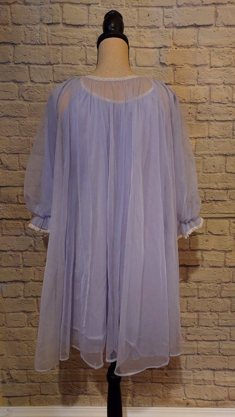 Vintage 60’s Lisette Al Sterling Nylon Lace Lilac Peignoir Set 3 Layer Size SM