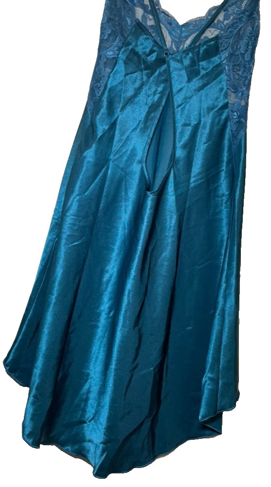 Vintage Shirley of Hollywood Aquamarine High-Low Backless Slip Dress Size L