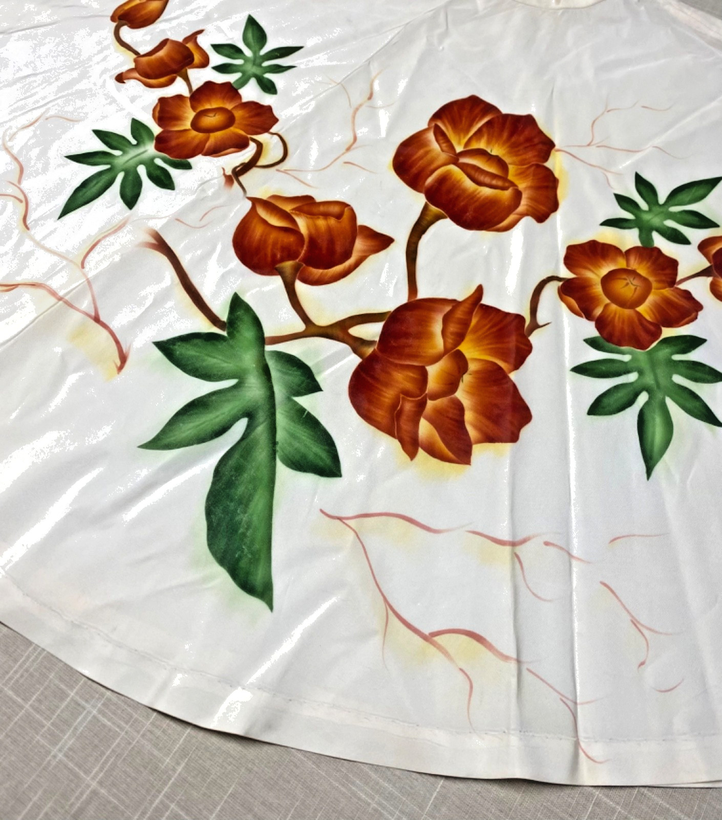 Vintage Circle Skirt Kawaihau Of Hawaii 1940s Rare Hand Painted Red Floral Swing