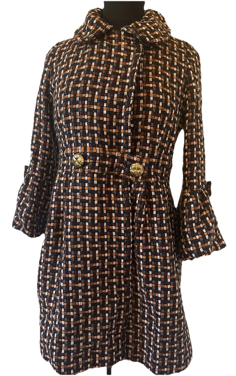 Juicy Couture Wool / Tweed Peacoat with gold buttons sz M vintage Y2K