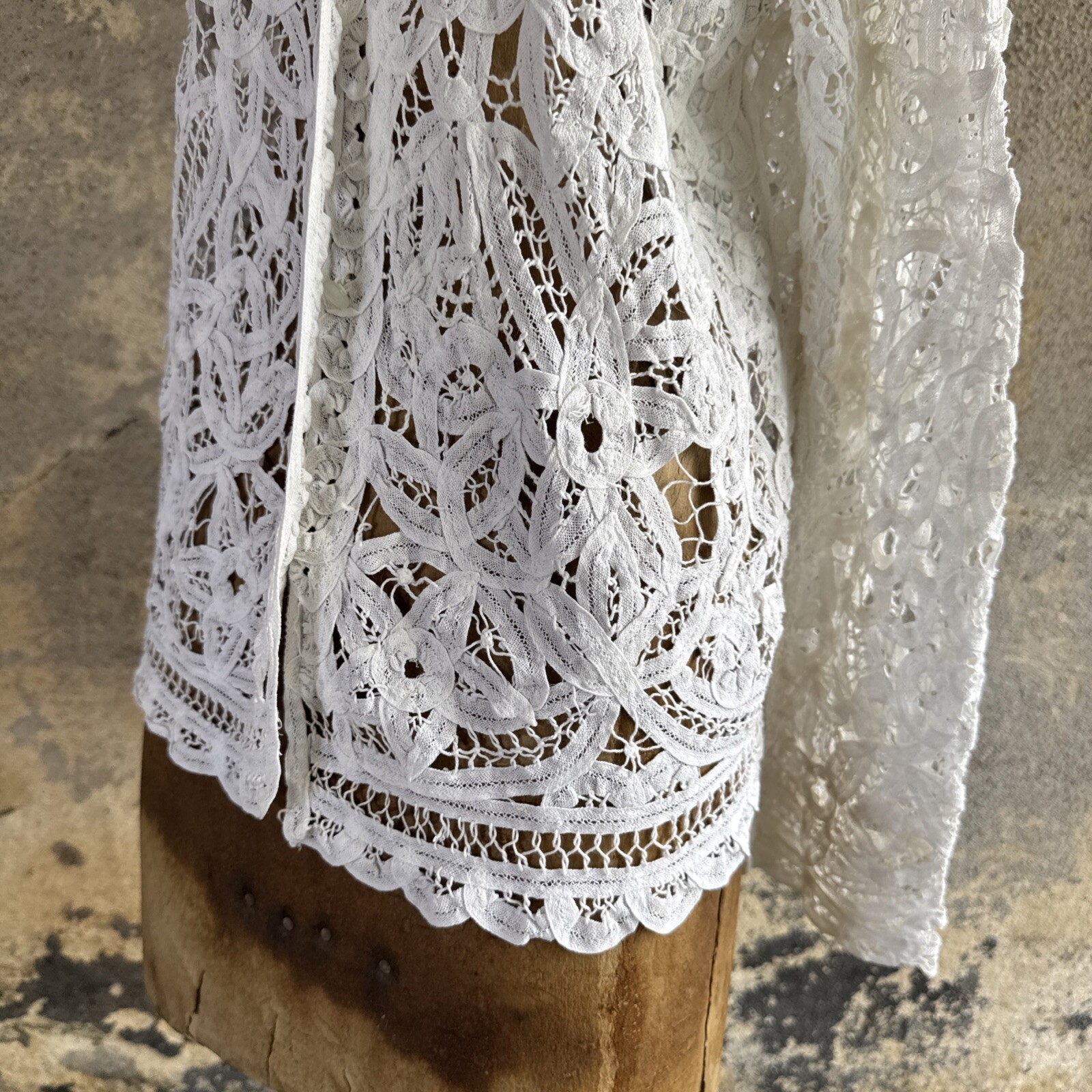 Antique Edwardian Tape Lace Coat Floral Bridal Wedding Dress Jacket Vintage