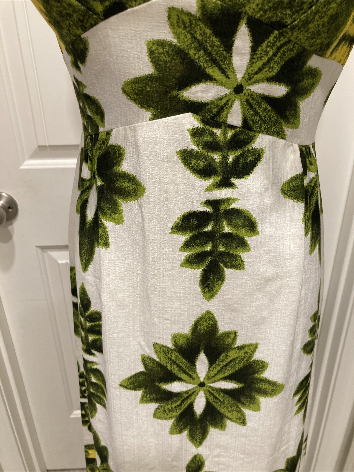 Vtg Diamond Head Sportswear Sleeveless Maxi Dress White/Green/Yellow SZ??