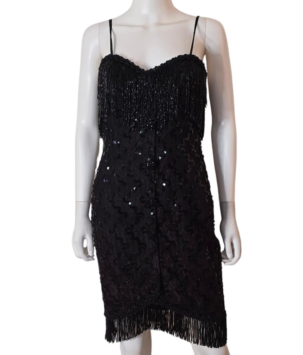 VINTAGE JULIE DUROCHE AFTER FIVE COLLECTIOM BEADED COCKTAIL DRESS