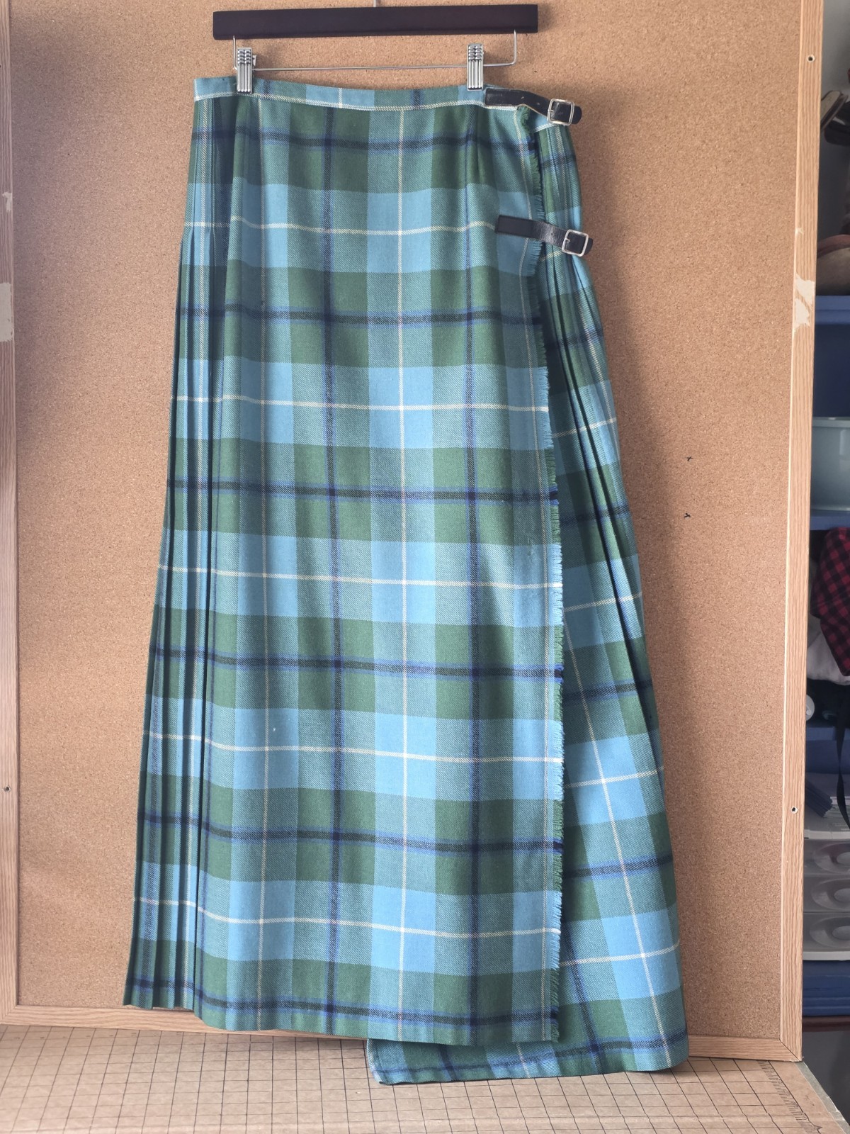 Vintage Forsyth Of Edinburgh Women’s Tartan Wool Maxi Skirt Blue Green Plaid L