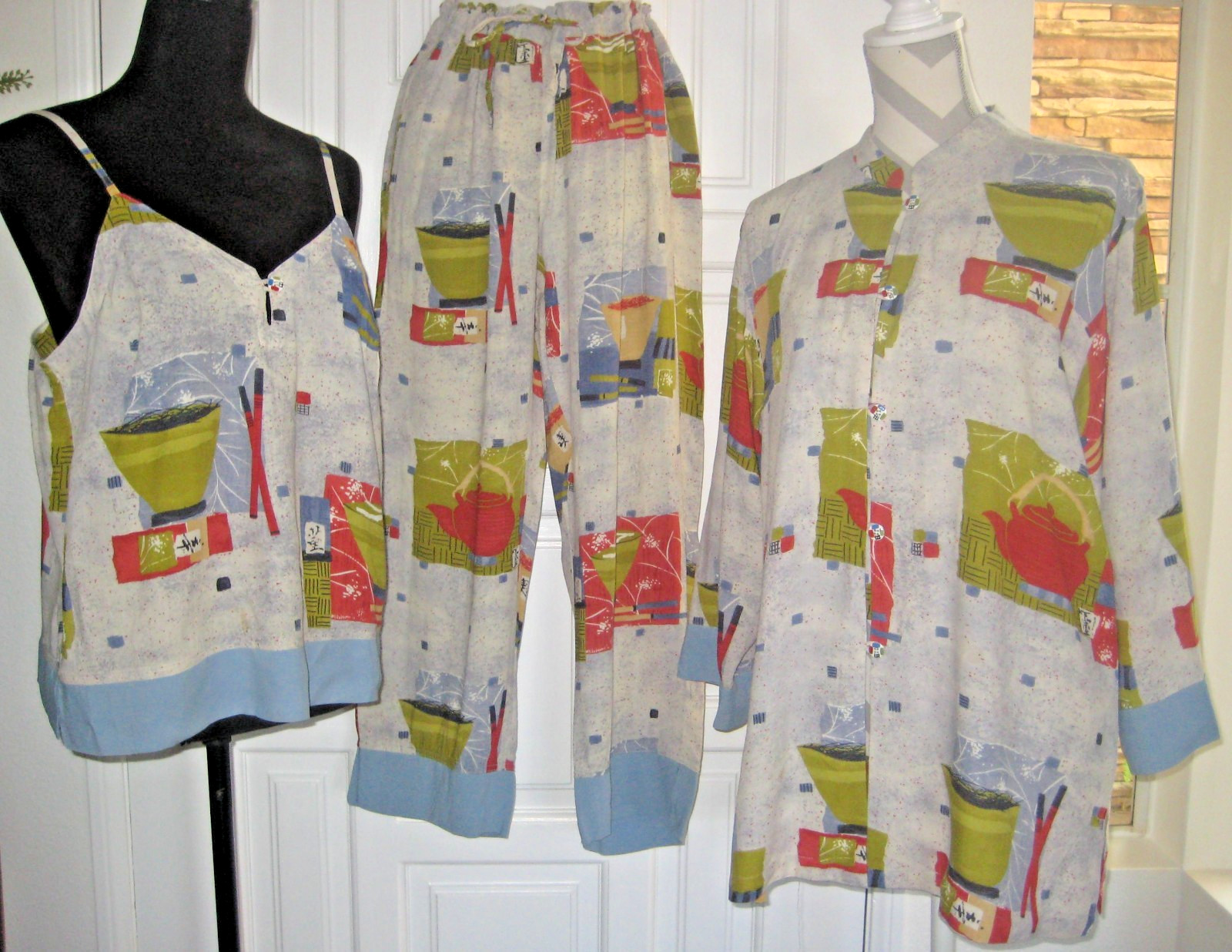 Vintage Jams World rayon Chopstick 3 pcs cami (L) tunic (L) pants (S) set L/S