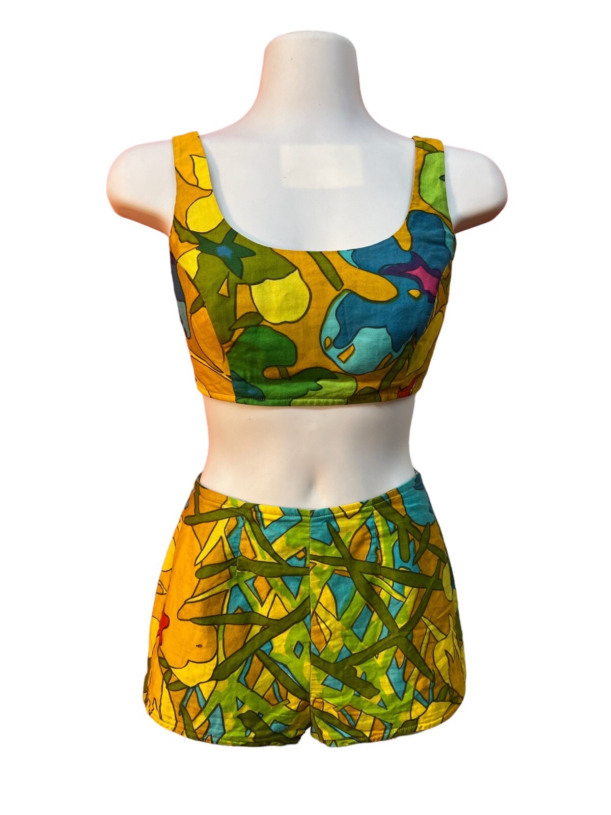 Vintage Nalii Honolulu Dead Stock Early 1960 Two Piece Swimsuit Multi Color