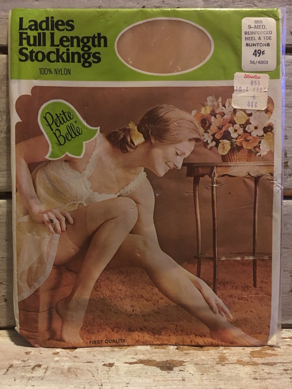 Petite Belle Full Length Stockings Size 9-Med Suntone Reinforced Heel Toe