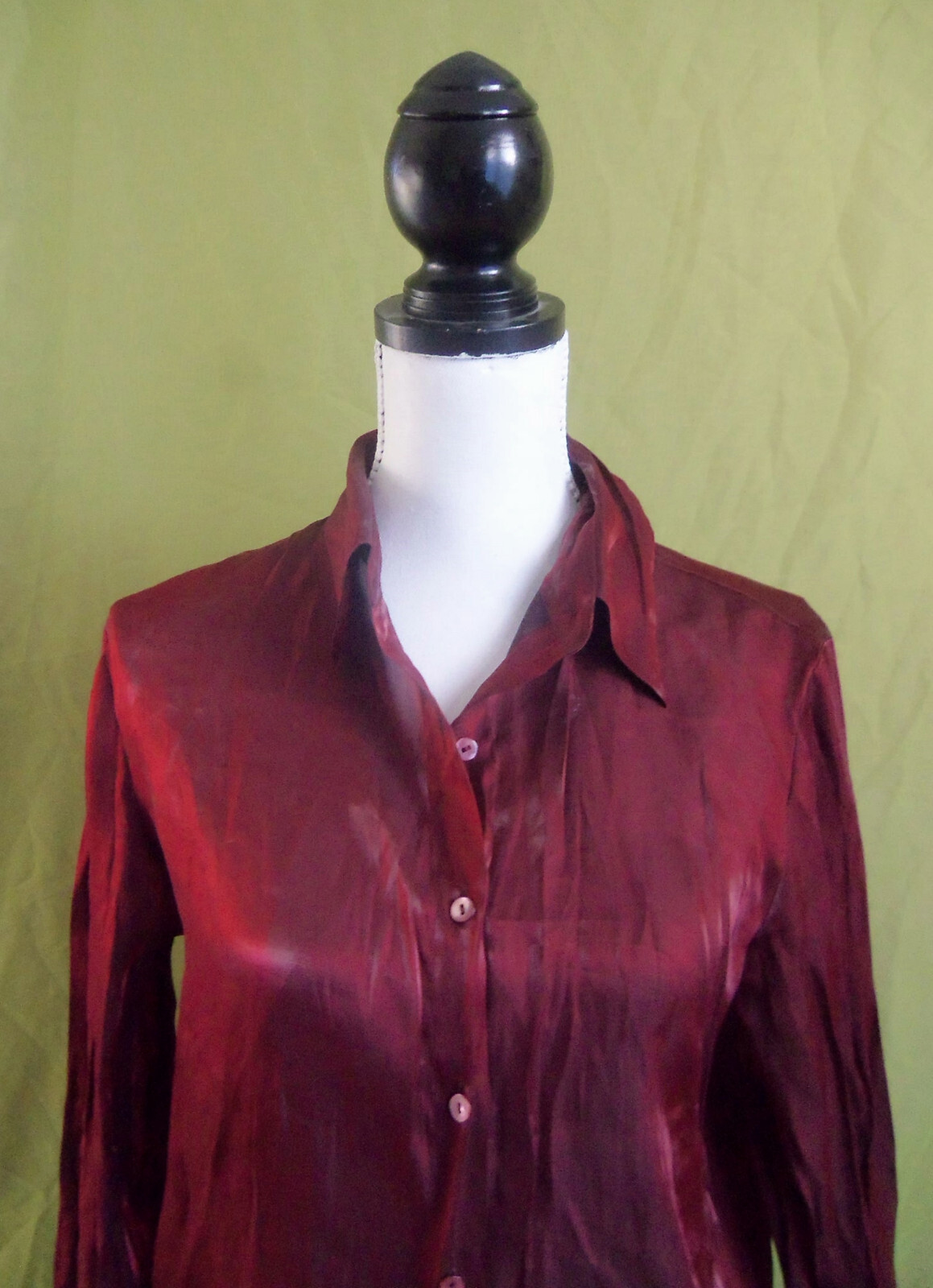 Vintage 90s burgundy acetate/rayon satin blouse. Kenar brand.