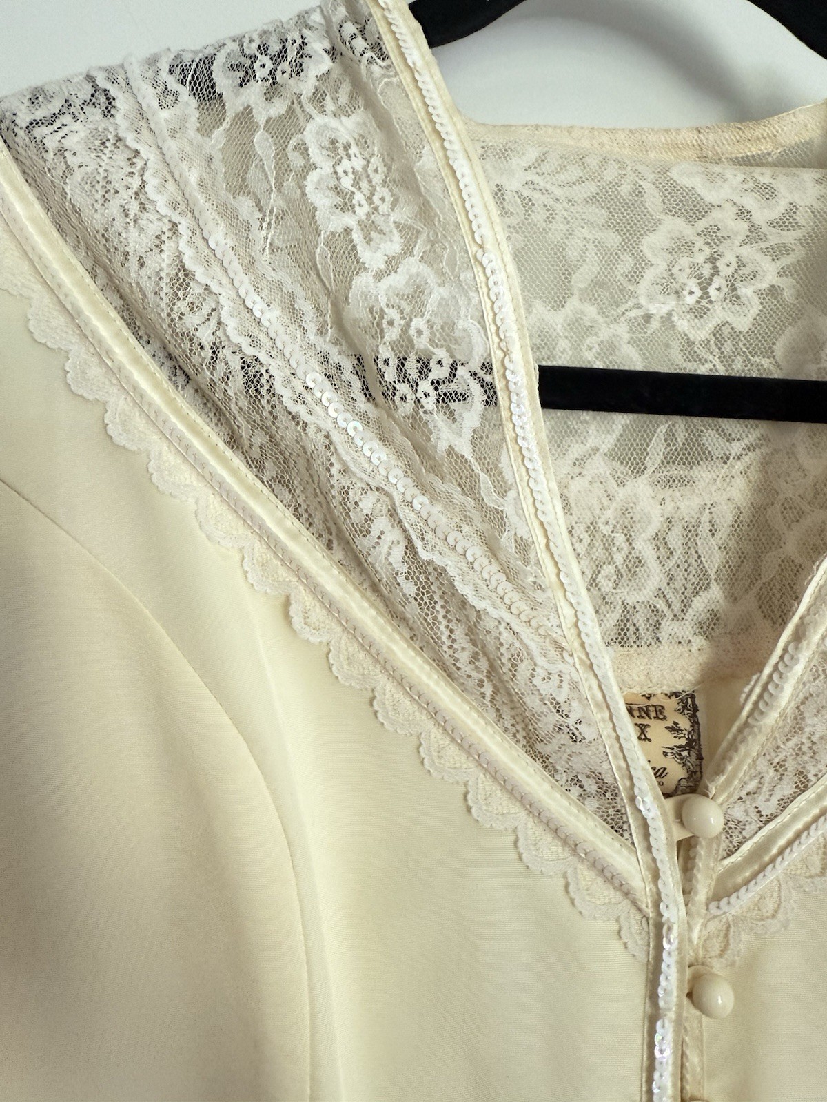 VTG 70s Gunne Sax By Jessica Wedding Dress Prairie Satin Lace Ivory Yellow Sz 11