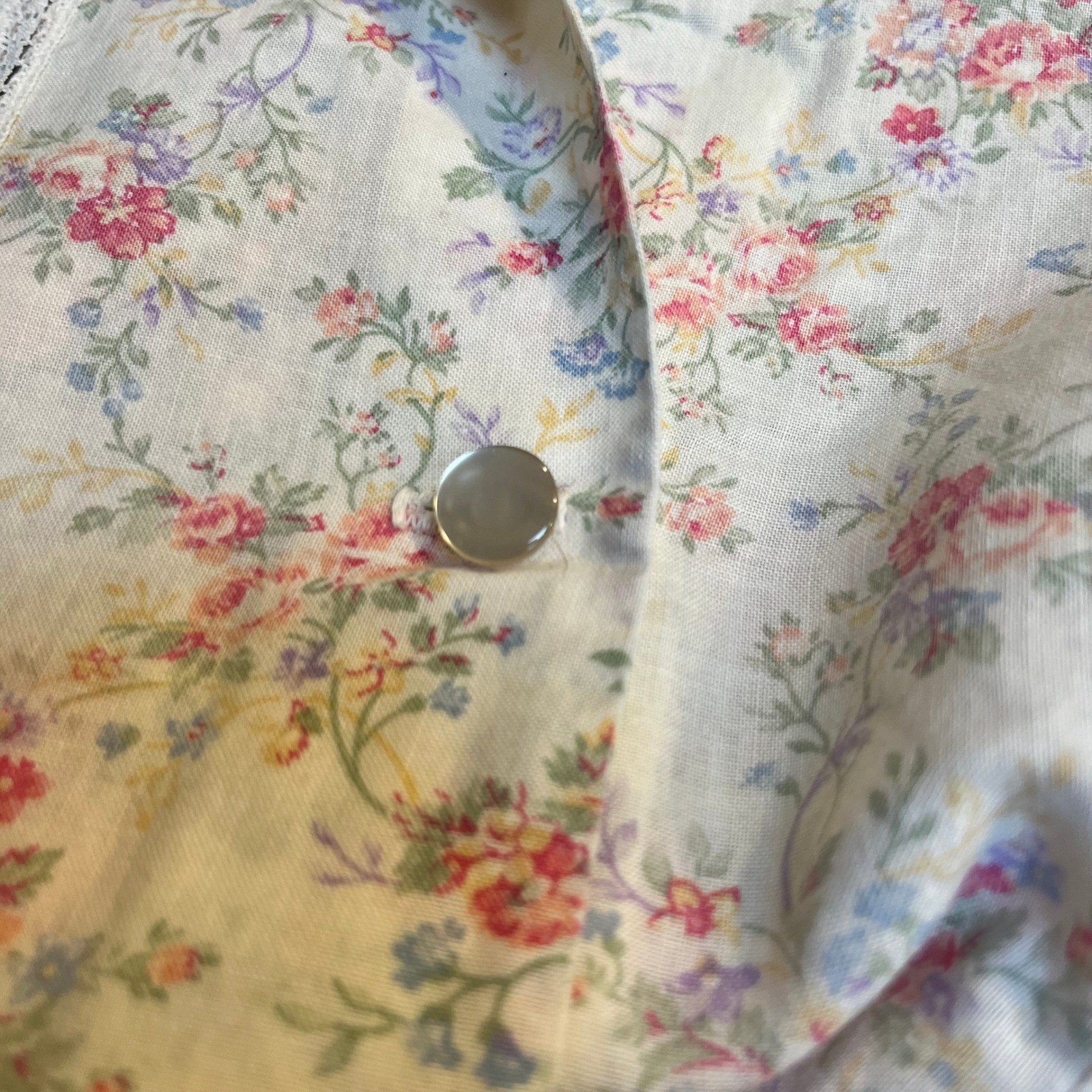 VTG Tom Bezduda for Barad & Co Floral Nightgown House Dress Pink Lace Trim