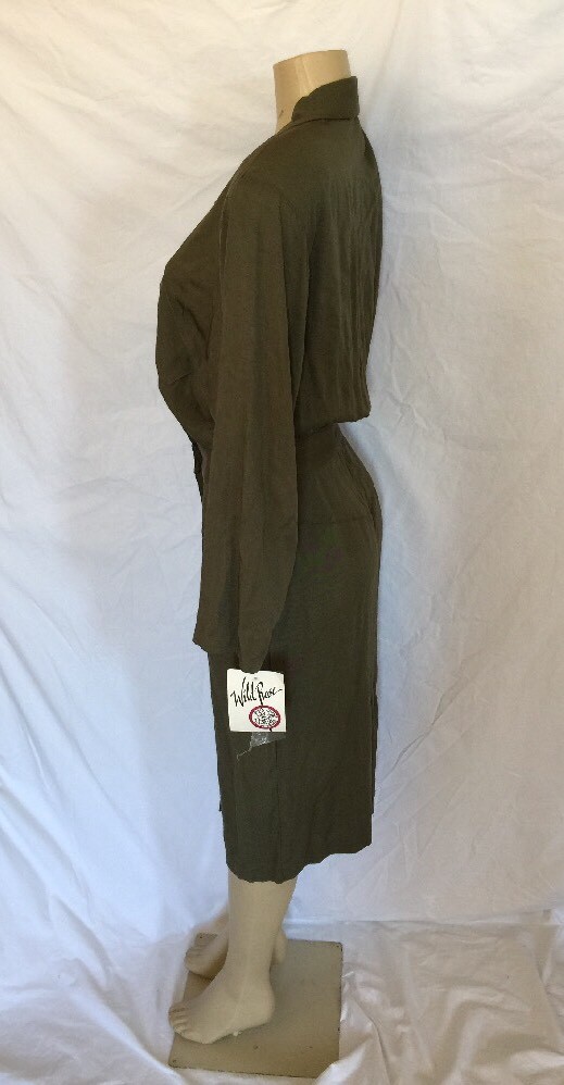 NWT Vintage Wild Rose Women’s Size 12 Olive Green Button Front Utility Dress