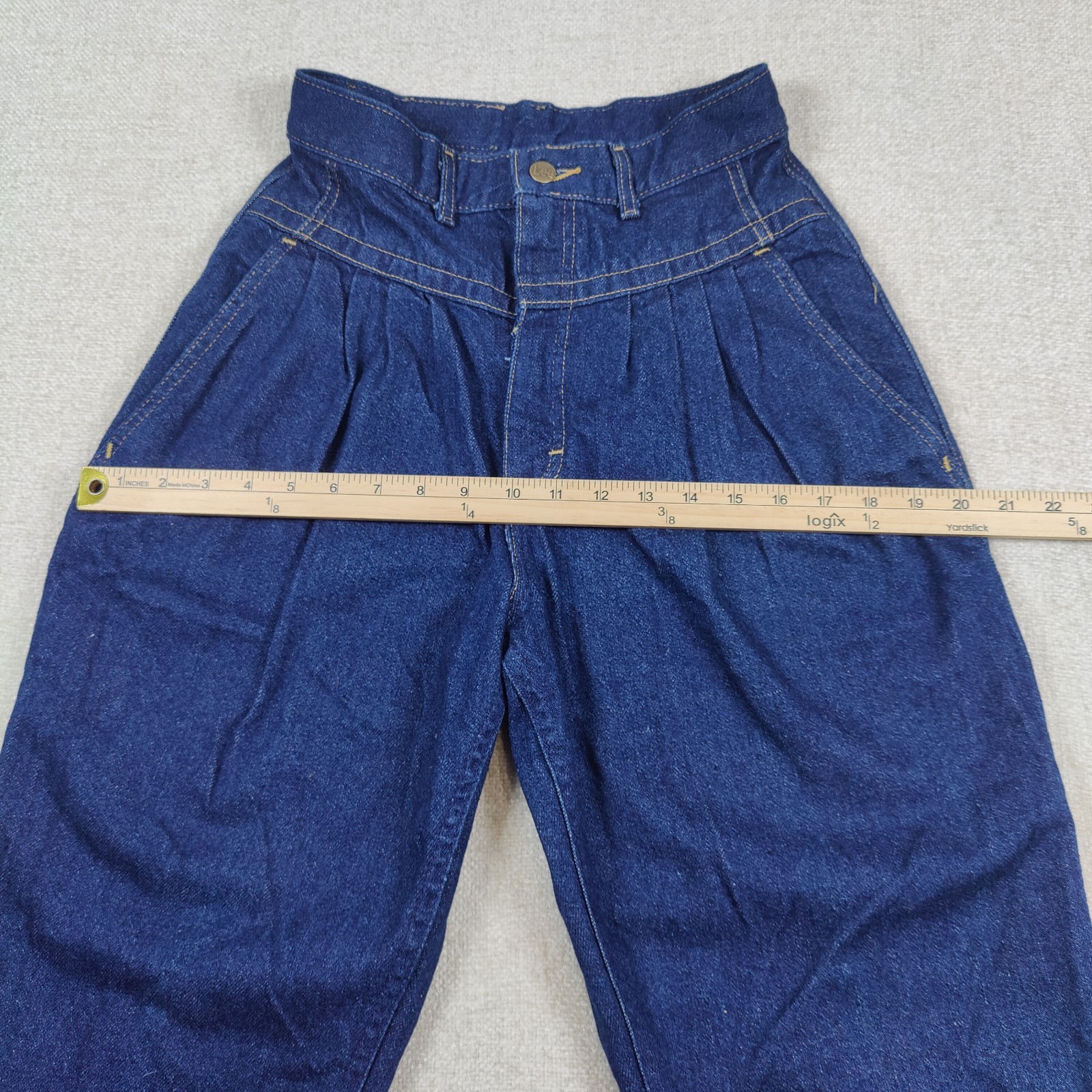 VTG 80s Lee Pleated Mom Jeans High Waist Taper Dark 10M 26×30 Union Made USA EUC
