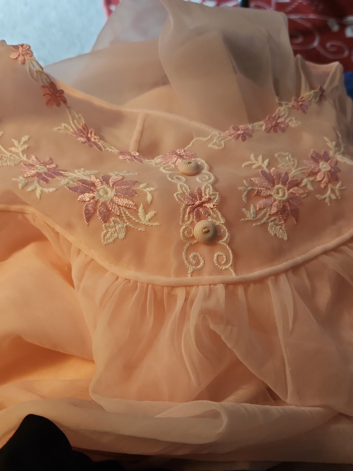 NWOT VTG 1980s Silky Pink Semi Sheer Chiffon Chemise Babydoll Nightie Nightgown