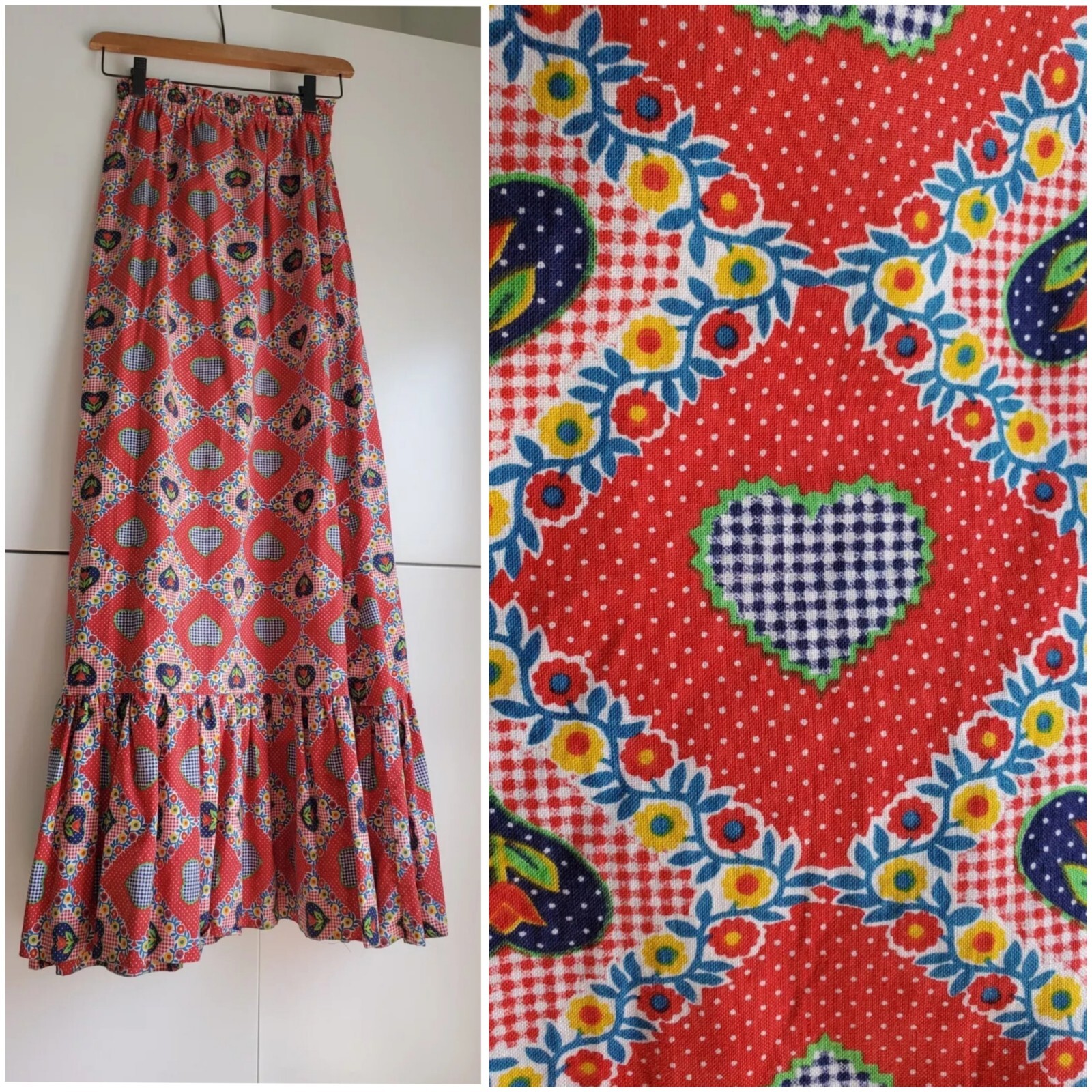 Vintage 1960s 1970s Hippie Boho Maxi Skirt Prairie Cottagecore Victorian 60s 70s