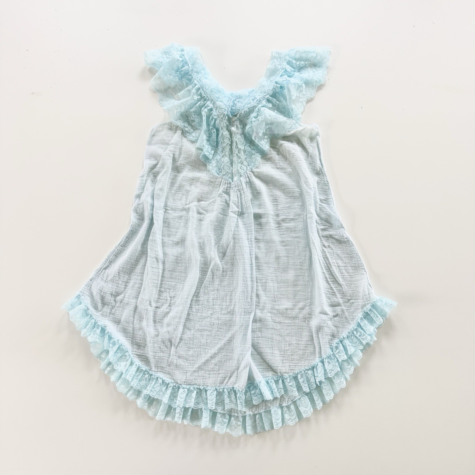 Gilligan & O’Malley Vintage Baby Blue Ruffle Lace Gauzy Nightgown Women’s Size S