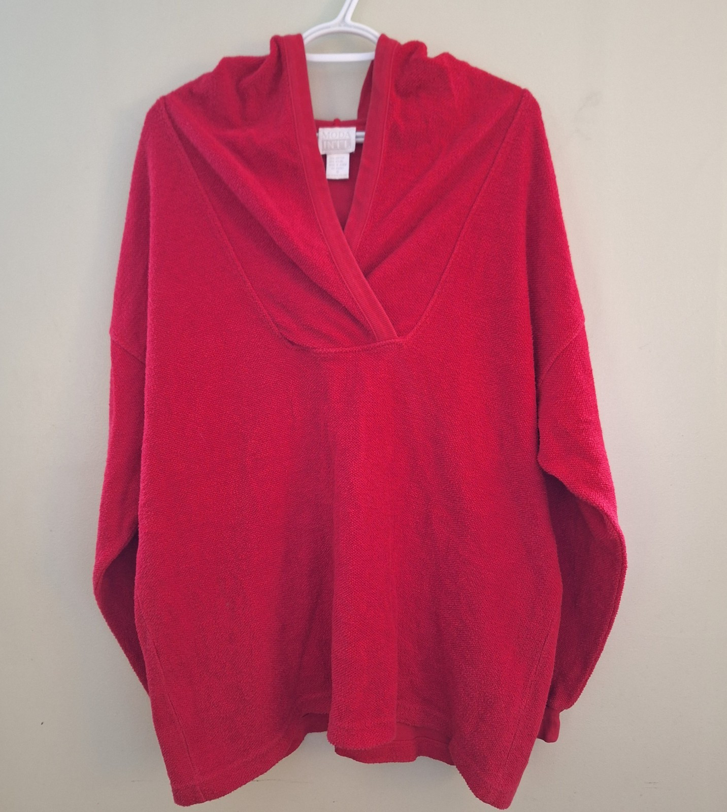 Vtg Victoria’s Secret MODA Int’l Red Terry Hoodie Lounge Women S Oversized Y2K