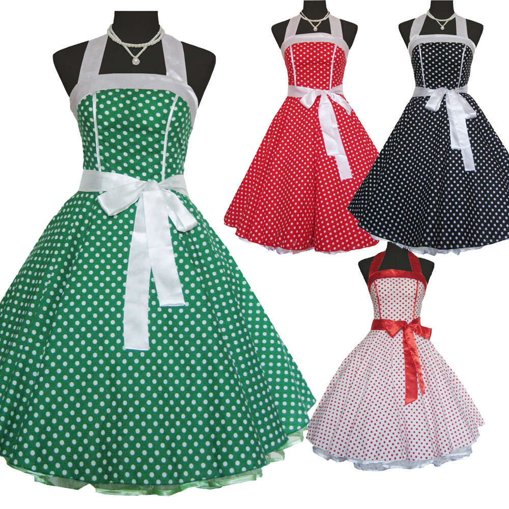 Summer 50s 60s Style Vintage Retro TEA Dress Rockabilly Party Dresses Polka Dot