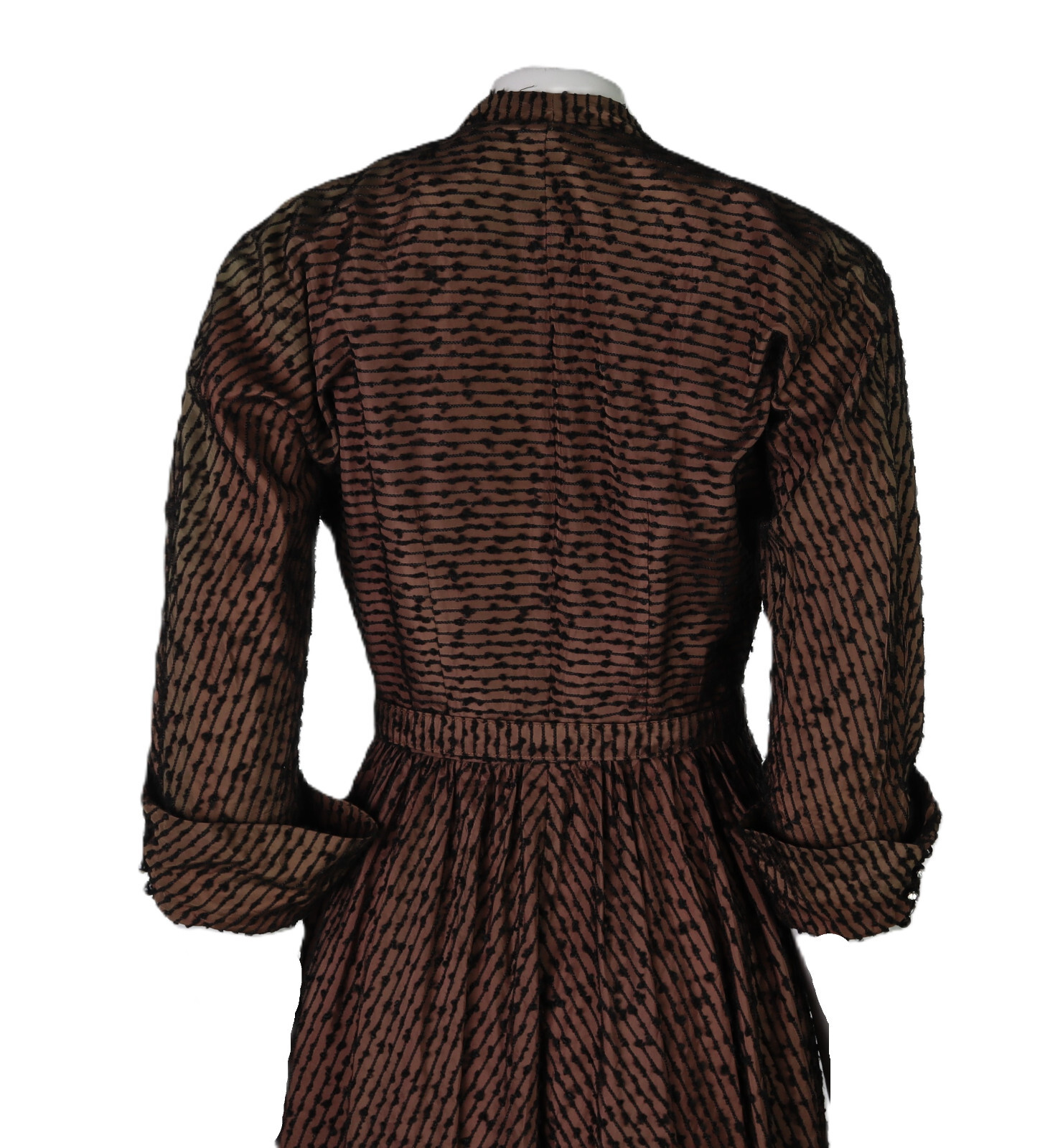 Vintage 50s ANJAC Jack Needleman XS 0 2 Brown Fit & Flare Midi Wrap Coat Dress