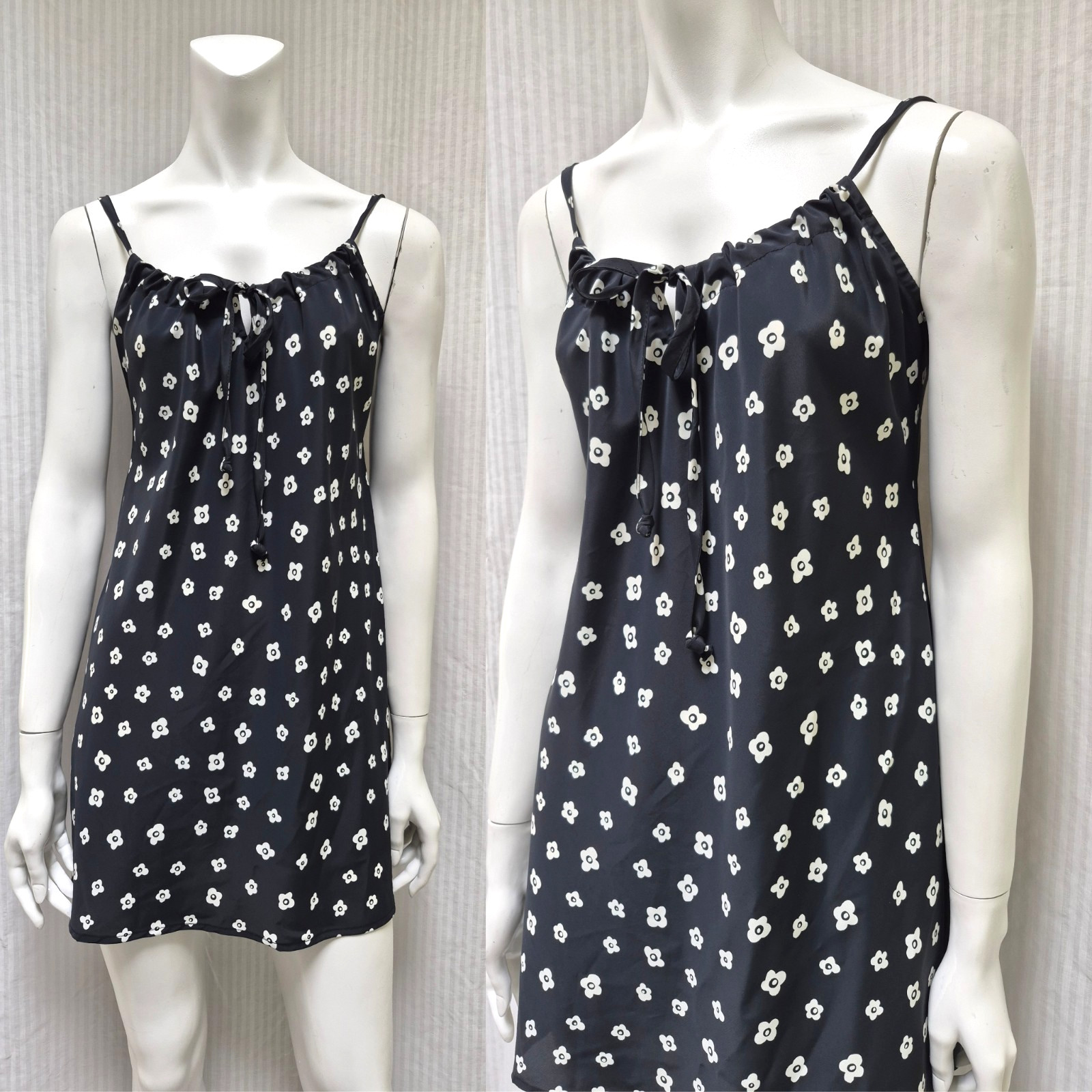 Vintage 1990’s Contempo Casuals Black And White Floral Mini Dress – Size S – EUC