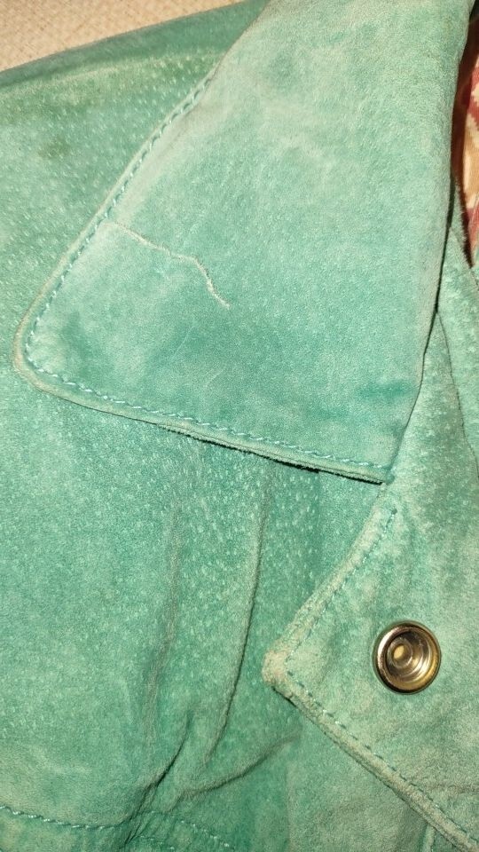 Vintage Chia Women’s Leather Fringe Jacket, skirt and gloves Size 6