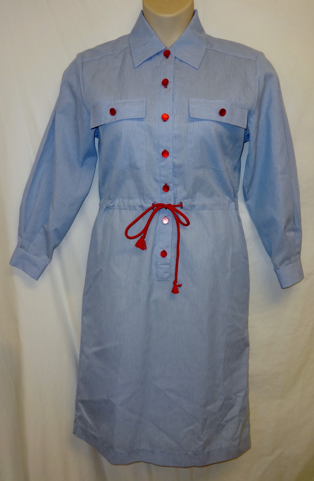 VTG 80’s Retro Orvis Shirt Dress 8 M Nautical Candy Striper Red Blue White Strip