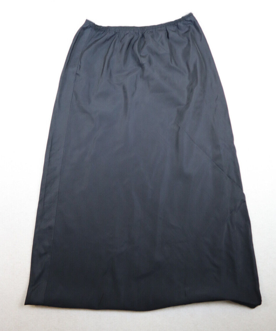 BARBIZON – VINTAGE WOMEN’S BLACK CREPE MIDI SKIRT SLIP – HALF SLIP – SIZE S